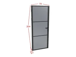 Vente-unique Bloc porte réversible en aluminium et verre trempé fumé - H204 x L73 cm - Noir - MASERU