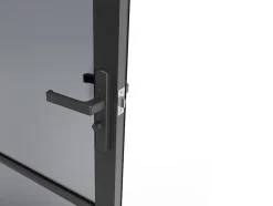 Vente-unique Bloc porte réversible en aluminium et verre trempé fumé - H204 x L73 cm - Noir - MASERU