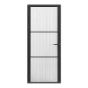 Bloc porte réversible en aluminium et verre texturé - H204 x L83 cm - Noir - MASERU-Vente-unique Outlet