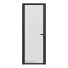 Bloc porte réversible en aluminium et verre trempé dépoli - H204 x L73 cm - Noir - LOXTON-Vente-unique Clearance