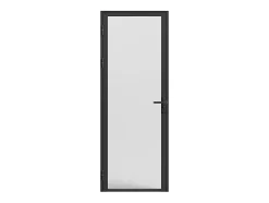 Bloc porte réversible en aluminium et verre trempé dépoli - H204 x L73 cm - Noir - LOXTON-Vente-unique Clearance