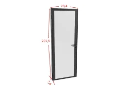 Bloc porte réversible en aluminium et verre trempé dépoli - H204 x L73 cm - Noir - LOXTON-Vente-unique Clearance