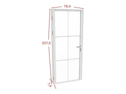 Bloc porte réversible en aluminium et verre trempé - H204 x L73 cm - Blanc - SEROTO-Vente-unique