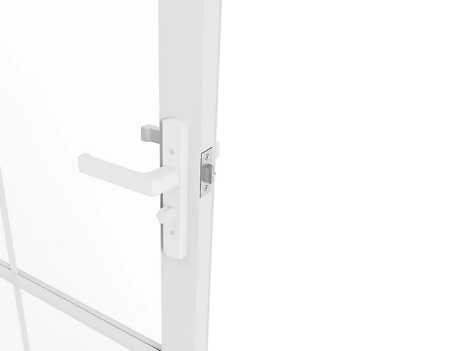 Bloc porte réversible en aluminium et verre trempé - H204 x L73 cm - Blanc - SEROTO-Vente-unique
