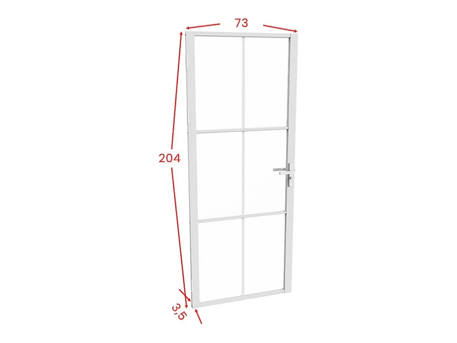 Bloc porte réversible en aluminium et verre trempé - H204 x L73 cm - Blanc - SEROTO-Vente-unique