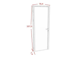 Bloc porte réversible en aluminium et verre trempé - H204 x L73 cm - Blanc - LOXTON-Vente-unique Online
