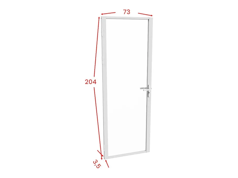 Bloc porte réversible en aluminium et verre trempé - H204 x L73 cm - Blanc - LOXTON-Vente-unique Online