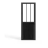 Vente-unique Bloc porte réversible en aluminium et verre trempé style atelier - H204 x L73 cm - Noir - ERMELO
