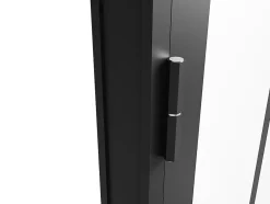 Vente-unique Bloc porte réversible en aluminium et verre trempé style atelier - H204 x L73 cm - Noir - ERMELO