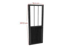 Vente-unique Bloc porte réversible en aluminium et verre trempé style atelier - H204 x L73 cm - Noir - ERMELO