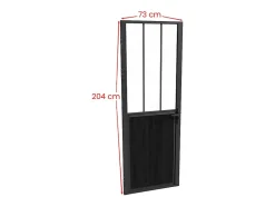 Vente-unique Bloc porte réversible en aluminium et verre trempé style atelier - H204 x L73 cm - Noir - ERMELO