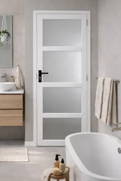 Gd Menuiseries Bloc Porte Tana Vitrée Blanc H204 X L73 Côte Tableau P.gauche, Poignee