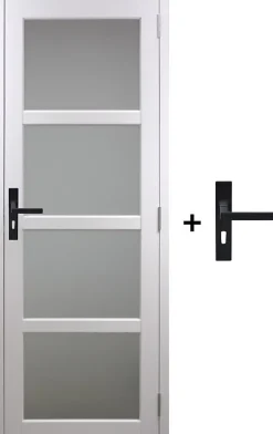 Gd Menuiseries Bloc Porte Tana Vitrée Blanc H204 X L73 Côte Tableau P.gauche, Poignee