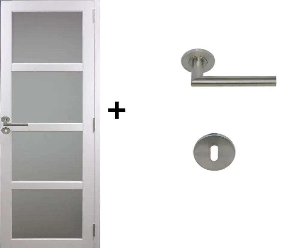 Bloc Porte Tana Vitrée Blanc H204 X L73 Côte Tableau P.gauche,poignee Pomerol-Gd Menuiseries New