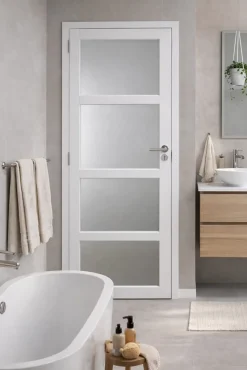 Bloc Porte Tana Vitrée Blanc H204 X L83 Côte Tableau P.droite,poignee Pomerol-Gd Menuiseries Discount