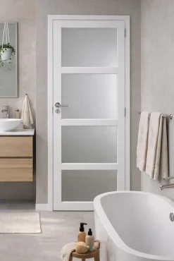 Bloc Porte Tana Vitrée Blanc H204 X L83 Côte Tableau P.gauche,poignee Pomerol-Gd Menuiseries Online