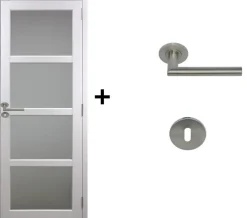 Bloc Porte Tana Vitrée Blanc H204 X L83 Côte Tableau P.gauche,poignee Pomerol-Gd Menuiseries Online