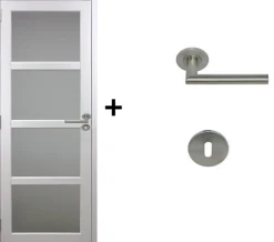 Bloc Porte Tana Vitrée Blanc H204 X L73 Côte Tableau P.droite,poignee Pomerol-Gd Menuiseries Clearance