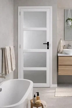 Bloc Porte Tana Vitrée Blanc H204 X L83 Côte Tableau P.droite,poignee-Gd Menuiseries New