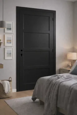 Gd Menuiseries Bloc Porte Telia Noir 4 Panneaux H204 X L73 Côte Tableau P.gauche