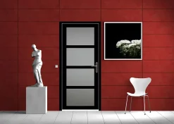 Bloc Porte Telia Noir Vitrée H204 X L83 Côte Tableau P.gauche-Gd Menuiseries New