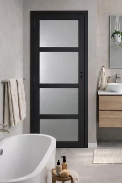 Bloc Porte Telia Noir Vitrée H204 X L73 Côte Tableau P.droite-Gd Menuiseries Clearance