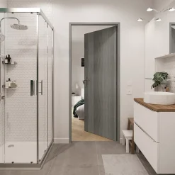 Bloc-porte Alpille effet bois gris H.204 x l.73 cm, réversible