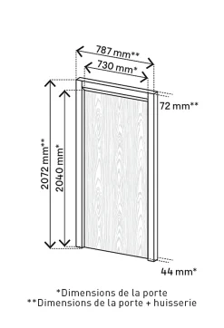Bloc-porte Alpille effet chêne naturel H.204 x l.73 cm, réversible