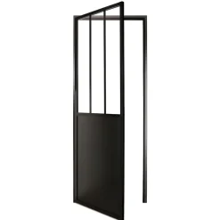 Bloc-porte atelier 3 carreaux vitrés transparent, poussant droit, coloris noir mat H.213 x l.83cm- Online