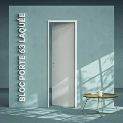 Bloc-Porte Blanc Laqué Plane H. 204 x l. 63 cm - Poussant Droit-Coulicool New