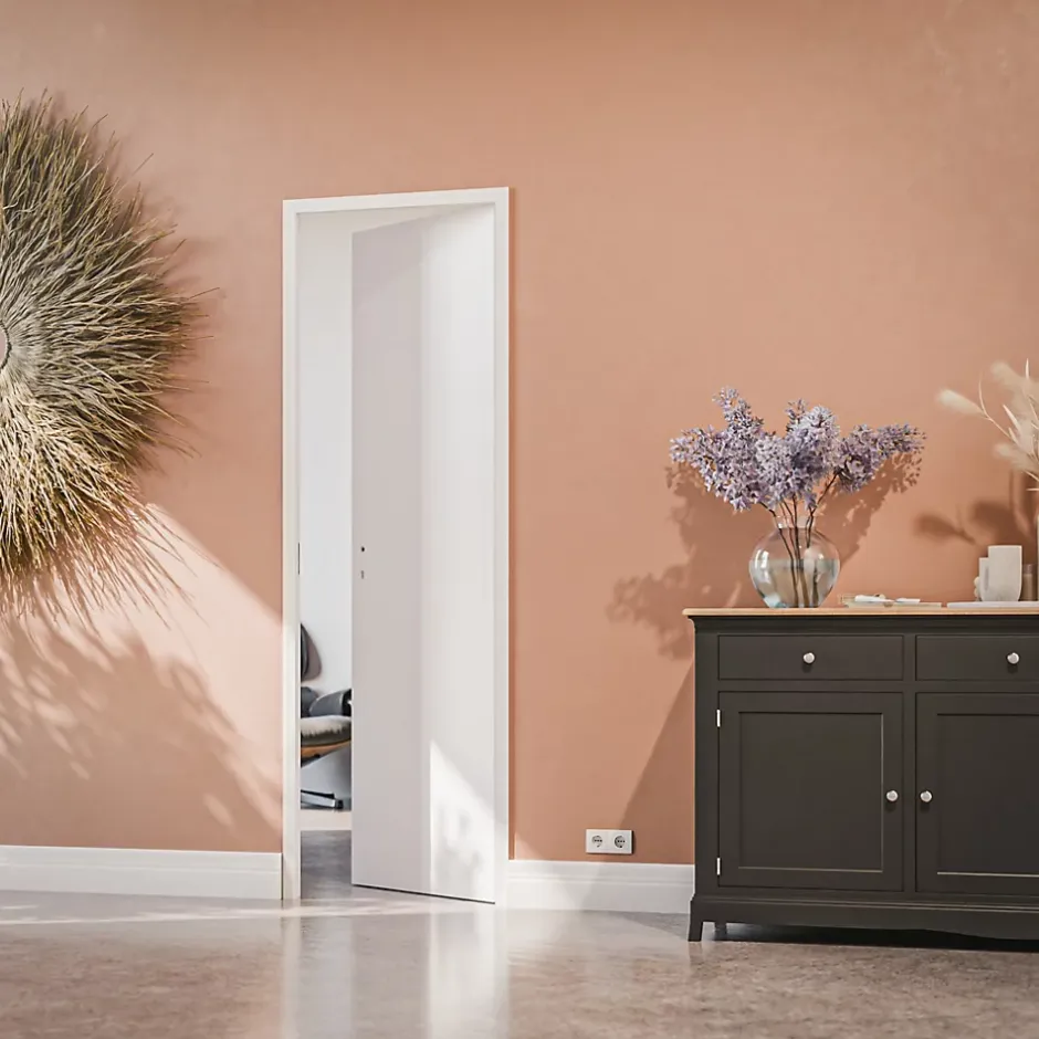 Bloc-Porte Blanc Laqué Plane H. 204 x l. 63 cm - Poussant Droit-Coulicool New