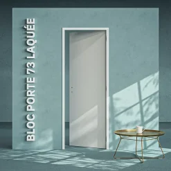 Coulicool Bloc-Porte Blanc Laqué Plane H. 204 x l. 73 cm - Poussant Droit