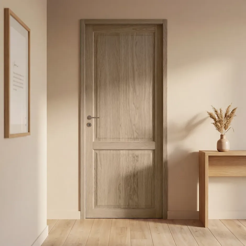 Bloc-porte Camargue effet chêne naturel H.204 x l.73 cm, poussant droit-