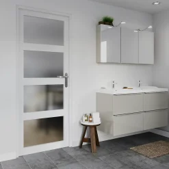 Bloc-porte Connemara 4 carreaux blanc H.204 x l.73 cm, poussant droit