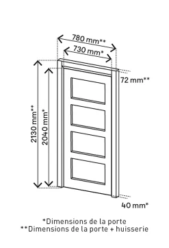 Bloc-porte Connemara 4 panneaux blanc H.204 x l.73 cm, poussant gauche- Sale
