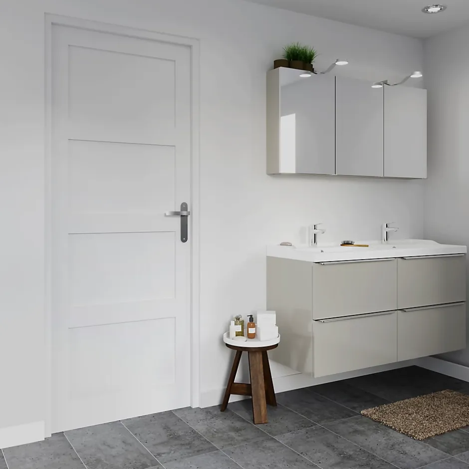 Bloc-porte Connemara 4 panneaux blanc H.204 x l.83 cm, poussant gauche- Hot