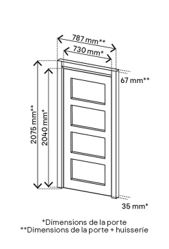 GoodHome Bloc-porte Connemara H.204 x l.73 cm, poussant gauche