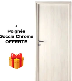 Bloc-porte fin de chantier coloris Latte, H.204 l.73cm, réversible + Poignée Goccia chrome Offerte-Porta la casa Outlet