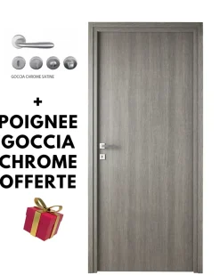 Porta la casa Bloc-porte fin de chantier Gris, H.204 l.83cm, réversible + poignée goccia chrome offerte