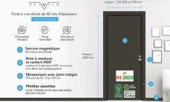 Reivilo Bloc-porte Liberto, 83 cm, pré-peint