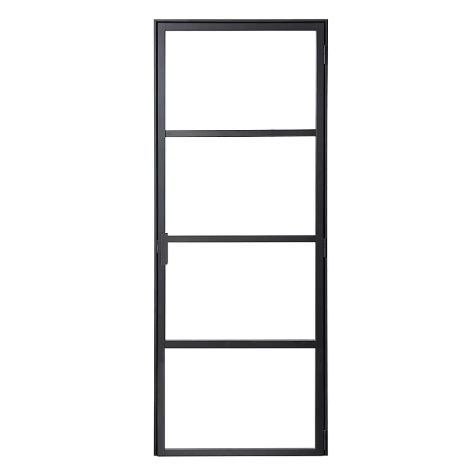 Bloc-porte Loft 4 carreaux vitrés transparents, poussant gauche, coloris noir mat H.213 x l.83cm- Best