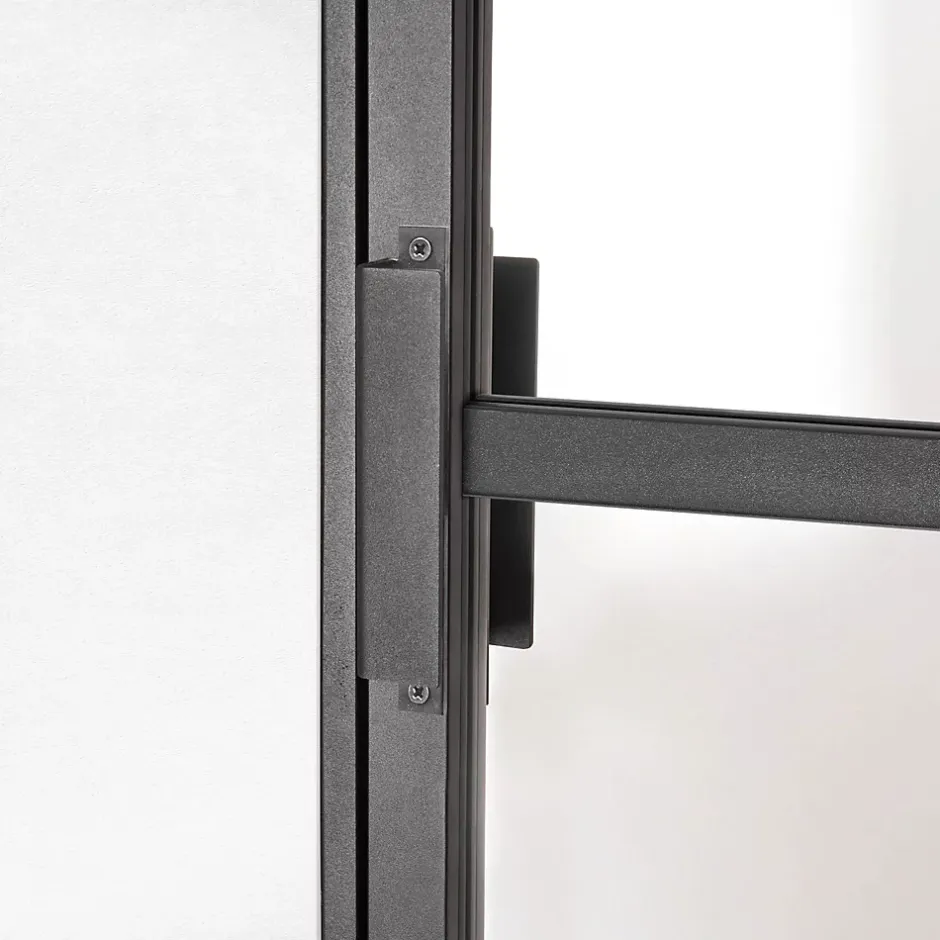 Bloc-porte Loft 4 carreaux vitrés transparents, poussant gauche, coloris noir mat H.213 x l.83cm- Best