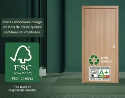 Reivilo Bloc-porte Miro avec poignée Exclusive grise, H.204 x l.93 cm, aspect chêne blanc