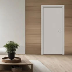 Bloc-porte Miro avec poignée Exclusive grise, H.204 x l.63 cm, aspect cuir argile-Reivilo Clearance