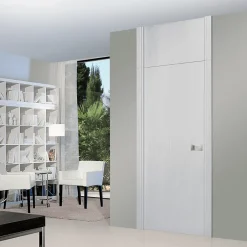 Bloc-porte Miro avec poignée Exclusive grise, H.204 x l.73 cm, aspect chêne blanc-Reivilo