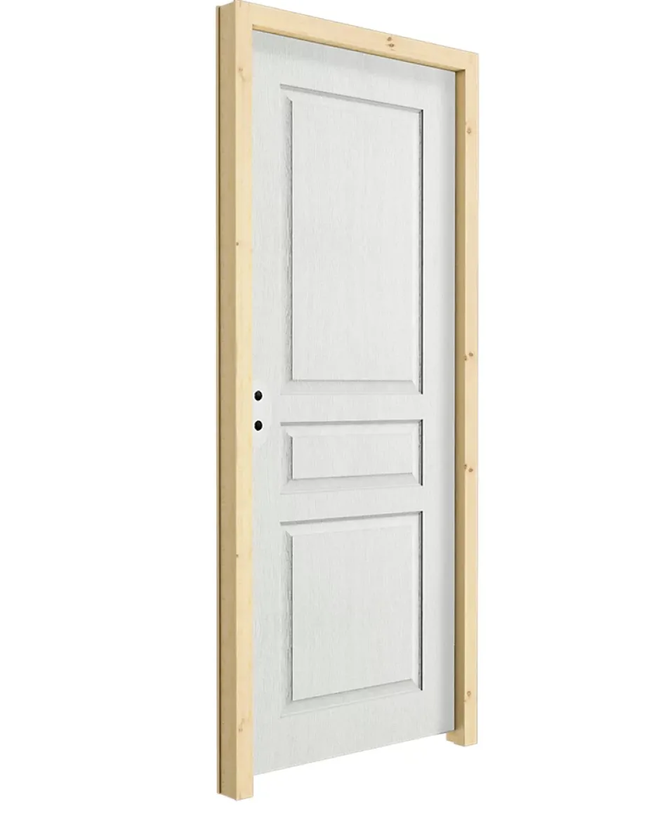 Bloc-porte Ordesa postformé 3 panneaux blanc H.218 x l.83 cm, poussant droit