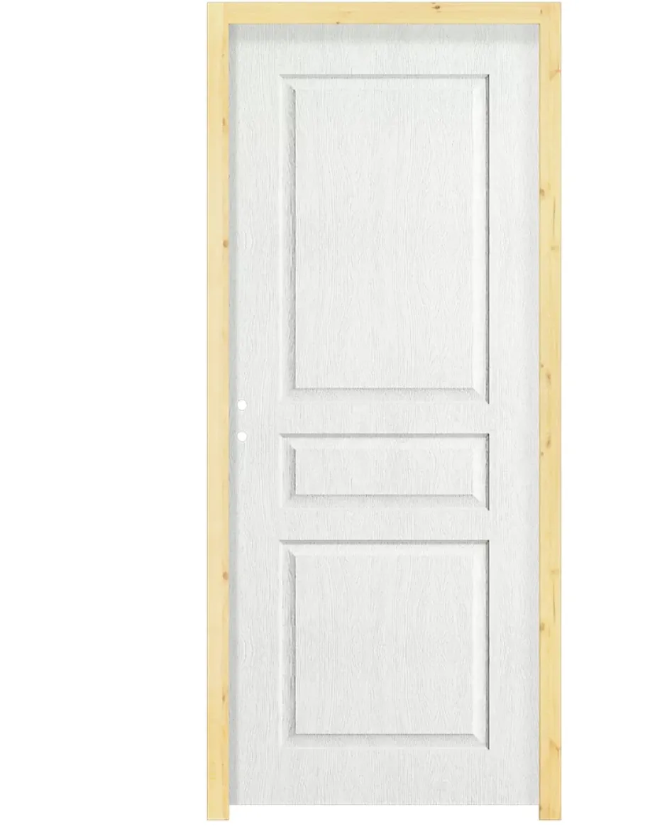 Bloc-porte Ordesa postformé 3 panneaux blanc H.218 x l.83 cm, poussant droit