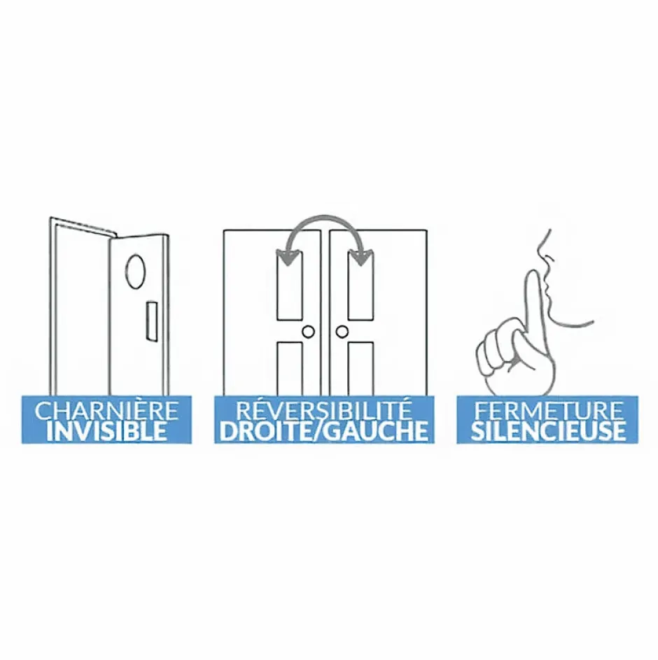 Bloc-porte pose fin de chantier Premium Seymour, H.204 x l.73 cm, aspect cuir basalte, réversible-Reivilo Outlet