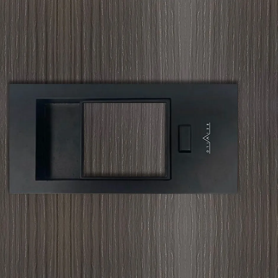 Reivilo Bloc-porte pose fin de chantier Premium Miro avec poignée Exclusive noire, H.204 x l.93 cm, aspect chêne cendré, réversible