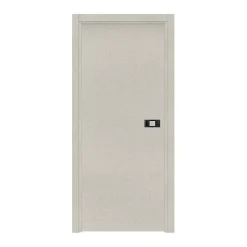 Reivilo Bloc-porte pose fin de chantier Premium Miro avec poignée Exclusive noire, H.204 x l.63 cm, aspect textile opale, réversible
